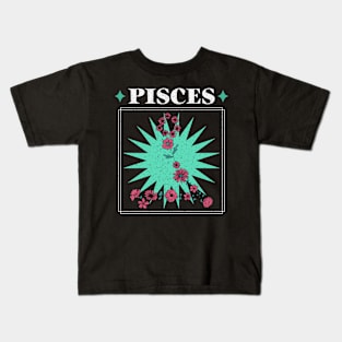 Floral Zodiac: Astrology Sign Pisces Kids T-Shirt